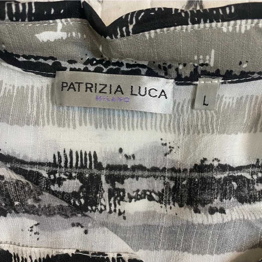 PATRIZIA LUCA Women’s Three Quarter High Low Striped Print Shirt Dress Top L - Picture 10 of 13